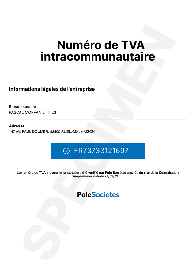 Exemple de document TVA intracommunautaire