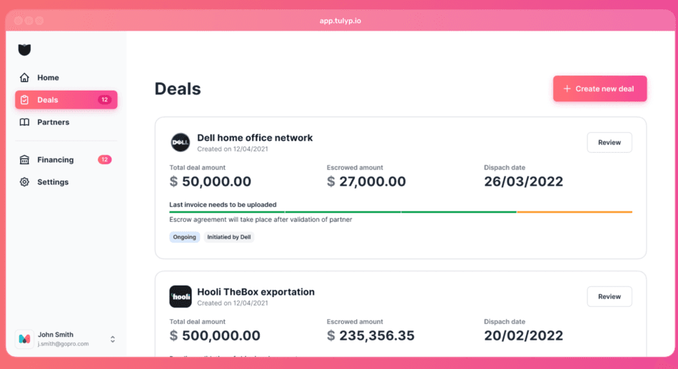 Tulyp.io lève 1,5 million d’euros pour offrir des services de Trade Finance aux PME